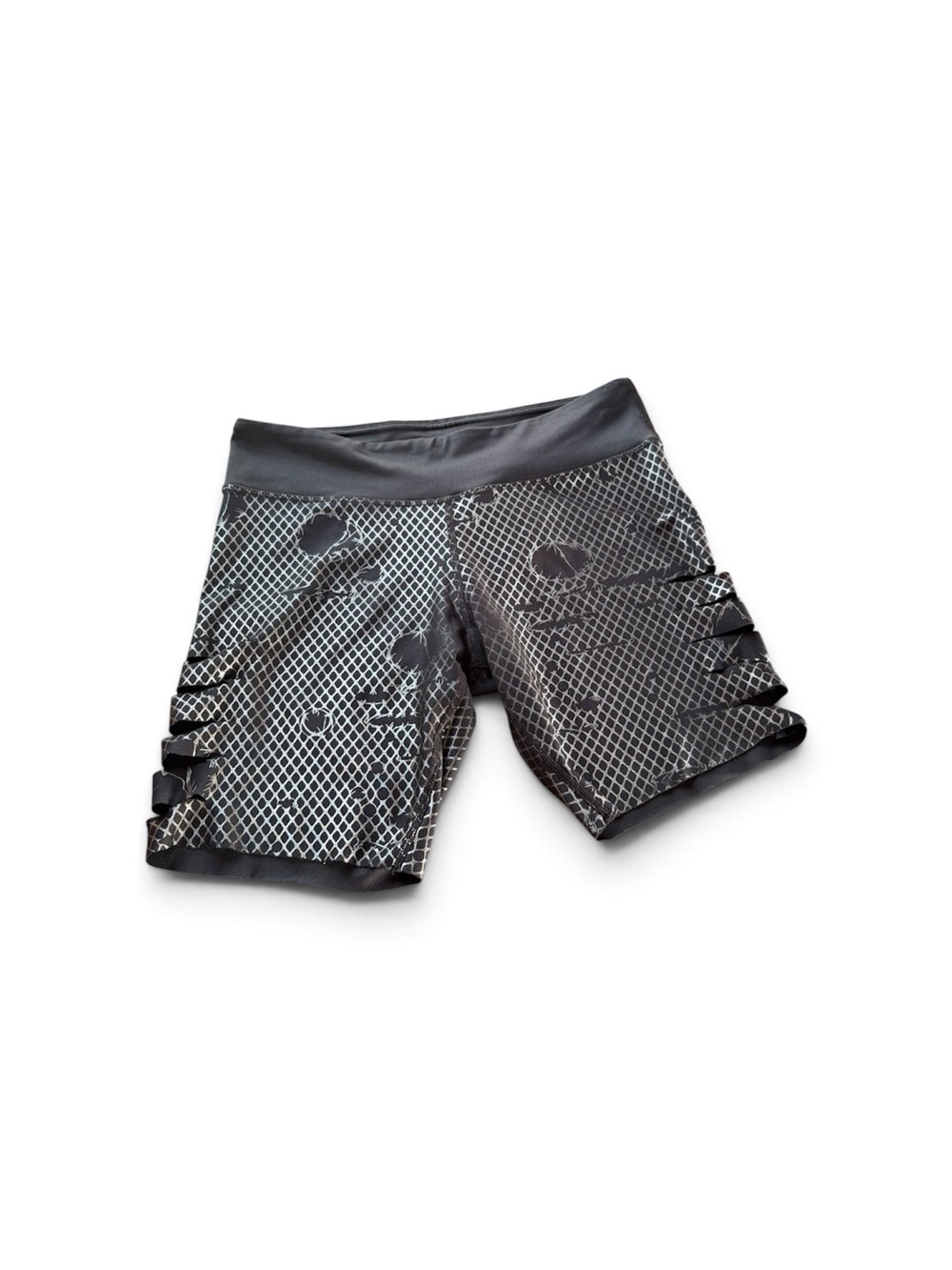 Zumba Fitness Black Patterned Bike Shorts with Strap Detail